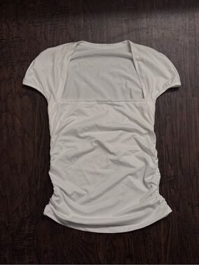 Women’s White Short Sleeve Ruched Top